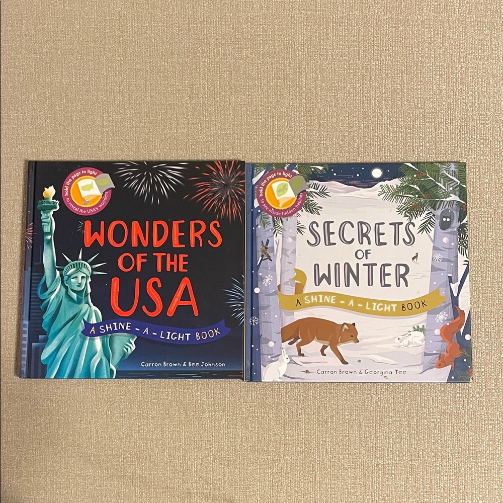 Usborne Shine A Light Books - Wonders of the USA and Secrets of Winter Book Set